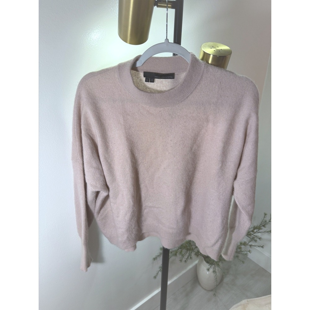 360 Cashmere soft pink rose crewneck pullover loose boxy fit Med quality fall ec